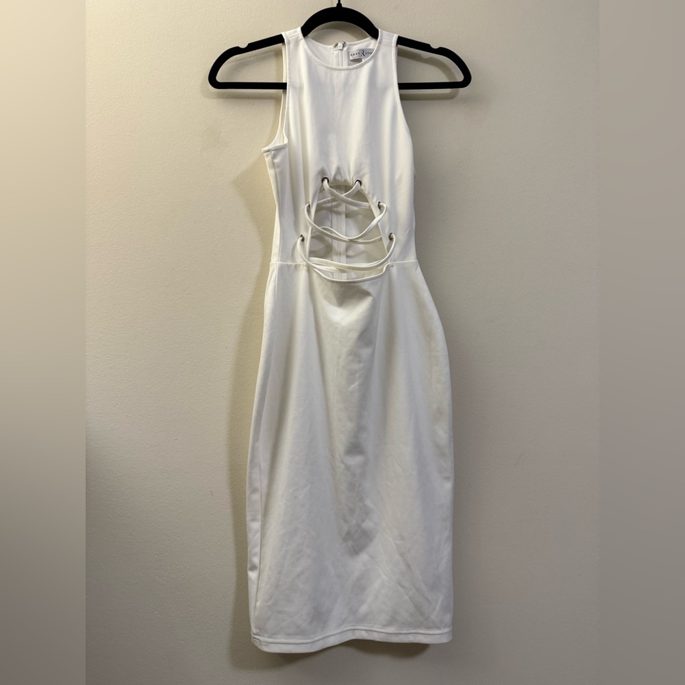 Rare London Cutout Midi Dress in White - 4